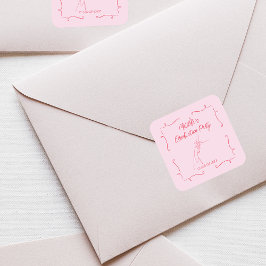 Handgezeichnete Doodle Pink & Red Graduation Party Quadratischer Aufkleber