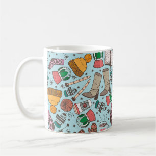 Handgezeichnete Doodle Skizze nahtlos Muster. Wint Kaffeetasse
