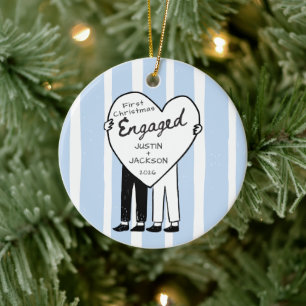 Handgezeichnete Doodle Verlobt Keramik Ornament