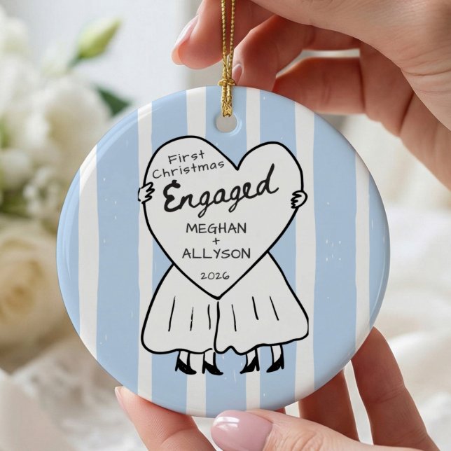 Handgezeichnete Doodle Verlobt  Keramik Ornament (Von Creator hochgeladen)