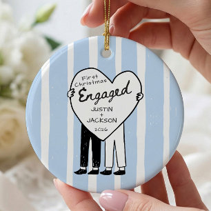 Handgezeichnete Doodle Verlobt Keramik Ornament