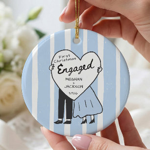 Handgezeichnete Doodle Verlobt Keramik Ornament