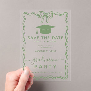 Handgezeichnete Doodles Abschluss Save the Date Acryleinladungen