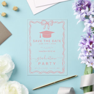 Handgezeichnete Doodles Abschluss Save the Date Acryleinladungen