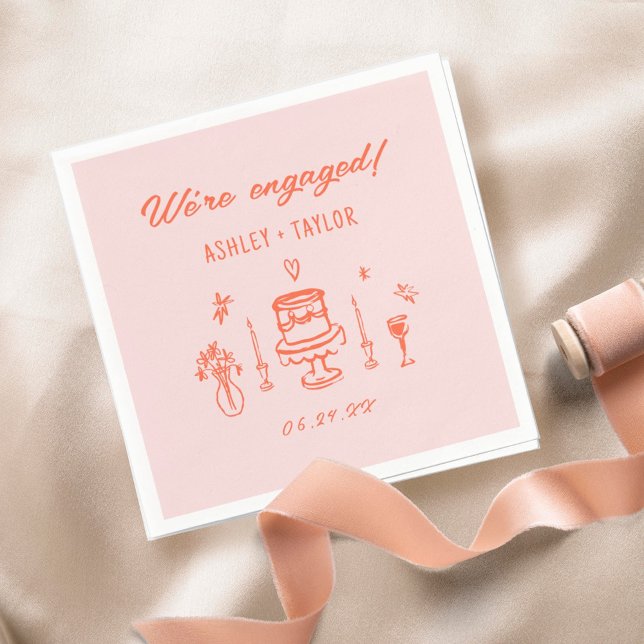Handgezeichnete, eigenartige Fun Retro-Engagement- Serviette (Von Creator hochgeladen)