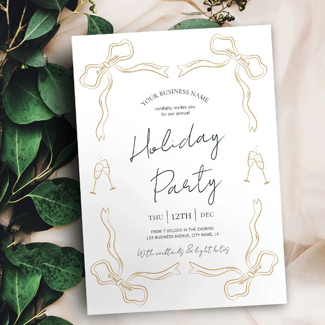 Handgezeichnete einzigartige Green Gold Company Fe Einladung (Elegant holiday party invitations for your business event)
