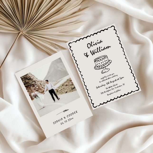 Handgezeichnete, einzigartige Retro-Foto-Hochzeit Einladung (Von Creator hochgeladen)