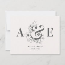 Handgezeichnete, elegante Hochzeitseinladung