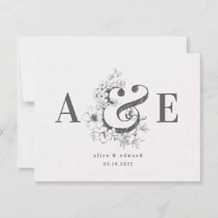 Handgezeichnete, elegante Hochzeitseinladung Ankündigung