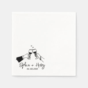 Handgezeichnete Elegante Moderne Cocktail Hochzeit Serviette