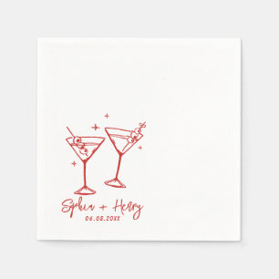Handgezeichnete Elegante Moderne Cocktail Hochzeit Serviette