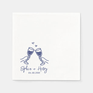 Handgezeichnete Elegante Moderne Cocktail Hochzeit Serviette