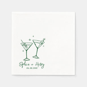 Handgezeichnete Elegante Moderne Cocktail Hochzeit Serviette