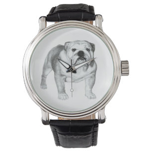 Handgezeichnete Englische Bulldogge Armbanduhr