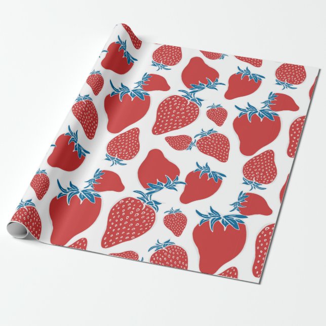 Handgezeichnete Erdbeeren nahtlos Muster. hintergr Geschenkpapier (Ungerollt)