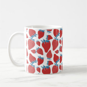 Handgezeichnete Erdbeeren nahtlos Muster. hintergr Kaffeetasse