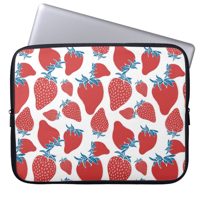 Handgezeichnete Erdbeeren nahtlos Muster. hintergr Laptopschutzhülle (Vorderseite)