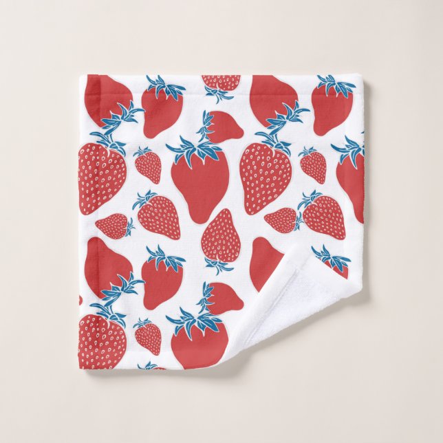 Handgezeichnete Erdbeeren nahtlos Muster. hintergr Waschlappen (Waschlappen)