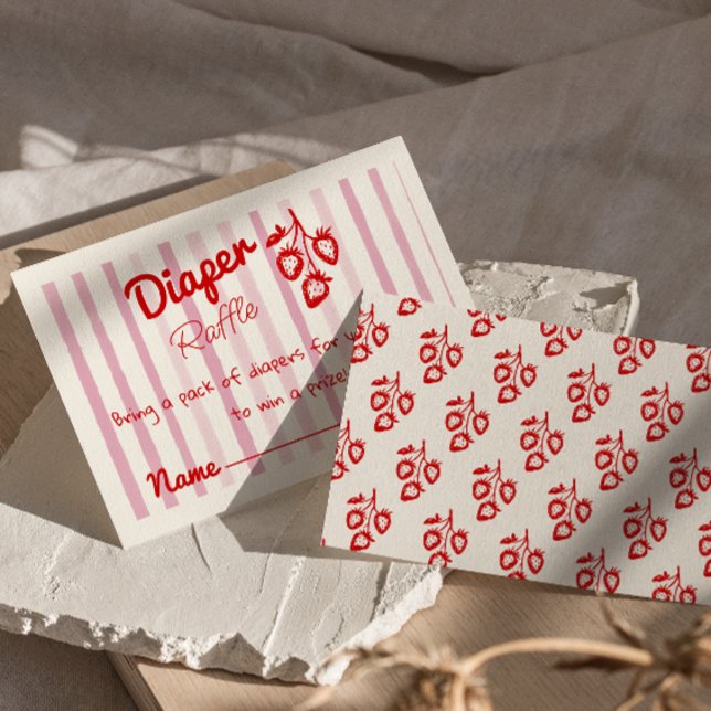 Handgezeichnete Erdbeeren Sweet Berry Diaper Raffe Begleitkarte (Von Creator hochgeladen)
