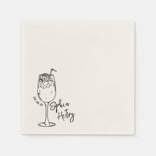 Handgezeichnete Espresso Martini, Bar Cocktail Hoc Serviette