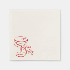 Handgezeichnete Espresso Martini, Bar Cocktail Hoc Serviette