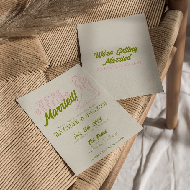 Handgezeichnete farbenfrohe Retro-Spaß Funky Weddi Einladung (Von Creator hochgeladen)