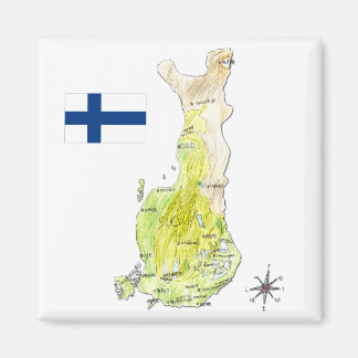 Handgezeichnete Farbkarte Finnland Magnet