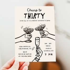 Handgezeichnete Feiern bis 30 Jahre Geburtstagspar Einladung
