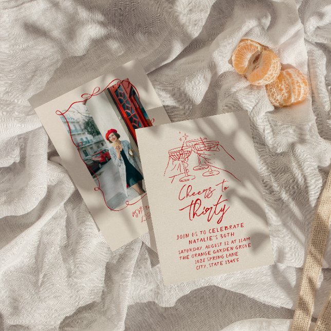 Handgezeichnete Feiern bis zum 30. Foto Geburtstag Einladung (Von Creator hochgeladen)