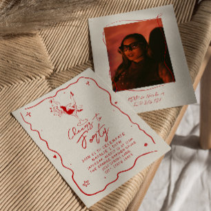 Handgezeichnete Feiern bis zum 40. Foto Geburtstag Einladung