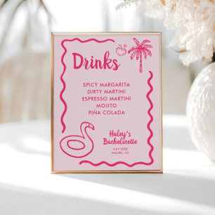 Handgezeichnete finale Flamingle Bachelorette Drin Poster