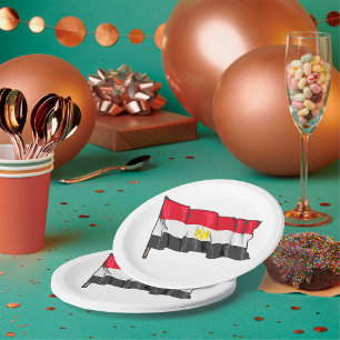 Handgezeichnete Flagge Ägyptens im Distressed-Look Pappteller