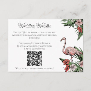 Handgezeichnete Flamingo Tropische Hochzeit QR Kar Begleitkarte