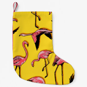 Handgezeichnete Flamingos Vintage nahtloser Hinter Kleiner Weihnachtsstrumpf
