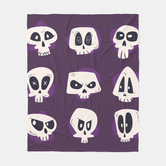 Handgezeichnete Flatdia de muertos skulls collecti Fleecedecke (Vorderseite)
