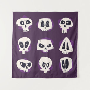 Handgezeichnete Flatdia de muertos skulls collecti Wandteppich