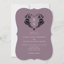 Handgezeichnete Florale Herz Mauve QR Hochzeit
