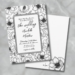 Handgezeichnete Florale Hochzeit Einladung