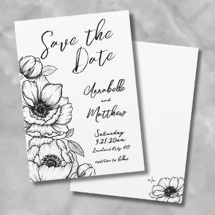 Handgezeichnete Florale Hochzeit - Termin vormerke Save The Date