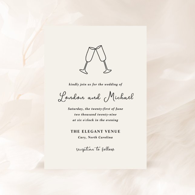 Handgezeichnete Flöten Doodle Moderne Hochzeit Einladung (Von Creator hochgeladen)