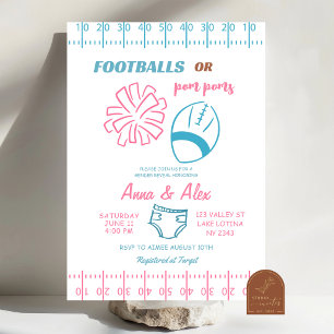 Handgezeichnete Football- oder Pom-Poms-Geschlecht Einladung