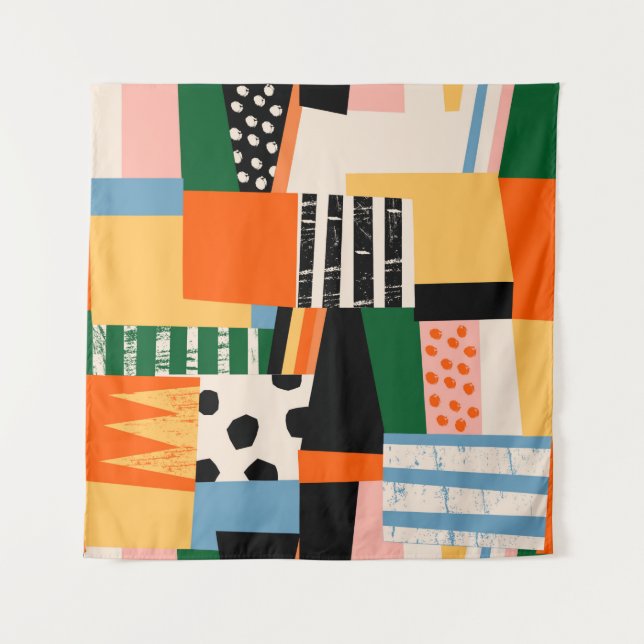 Handgezeichnete Formen. Abstrakt zeitgenössisch Wandteppich (Vorderseite)