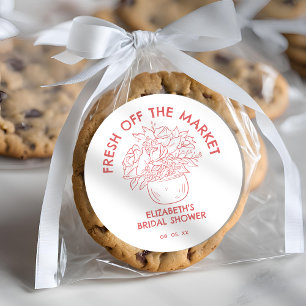 Handgezeichnete frisch vom Markt Korallen-Brautpar Runder Aufkleber