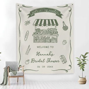 Handgezeichnete frische Bridal Shower direkt vom M Wandteppich