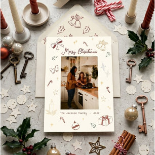Handgezeichnete Frohe Weihnachten Spielerei Foto