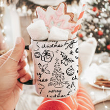 Handgezeichnete Frohe Weihnachten Tasse