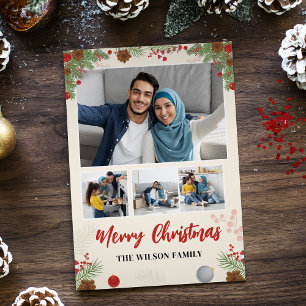 Handgezeichnete Frohe Weihnachten Vier-Foto-Collag
