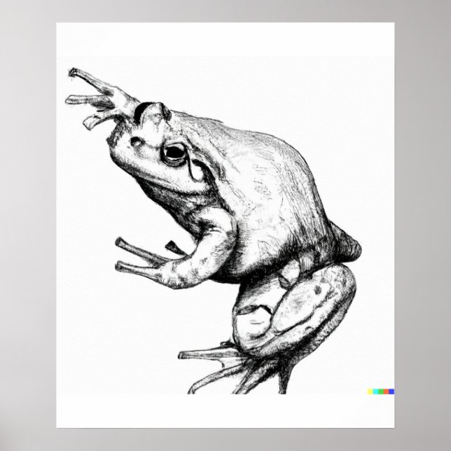 Handgezeichnete Froschskizze in ukiyo-e art Poster (Vorne)