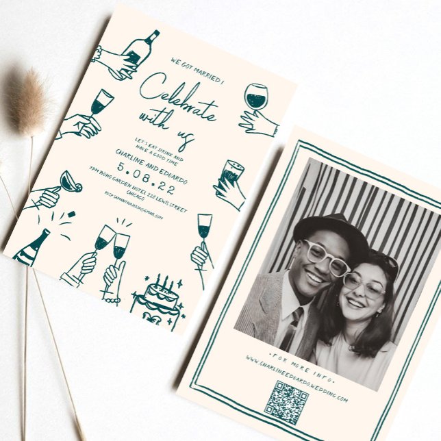 Handgezeichnete Funky Contemporary Wedding Einladung (Von Creator hochgeladen)
