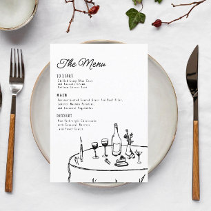 handgezeichnete funky minimalist menükarte